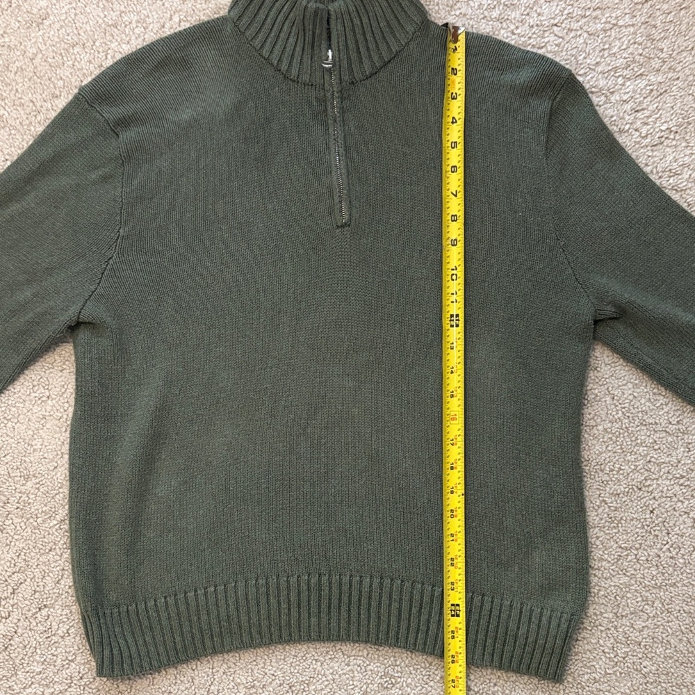 Polo by Ralph Lauren Olive Green Half-Zip Sweater with Red Polo Logo - Picture 6 of 7
